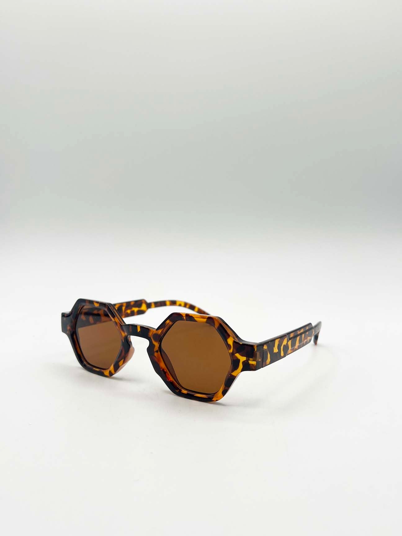 Round Hexagon Sunglasses in Tortoise/Brown