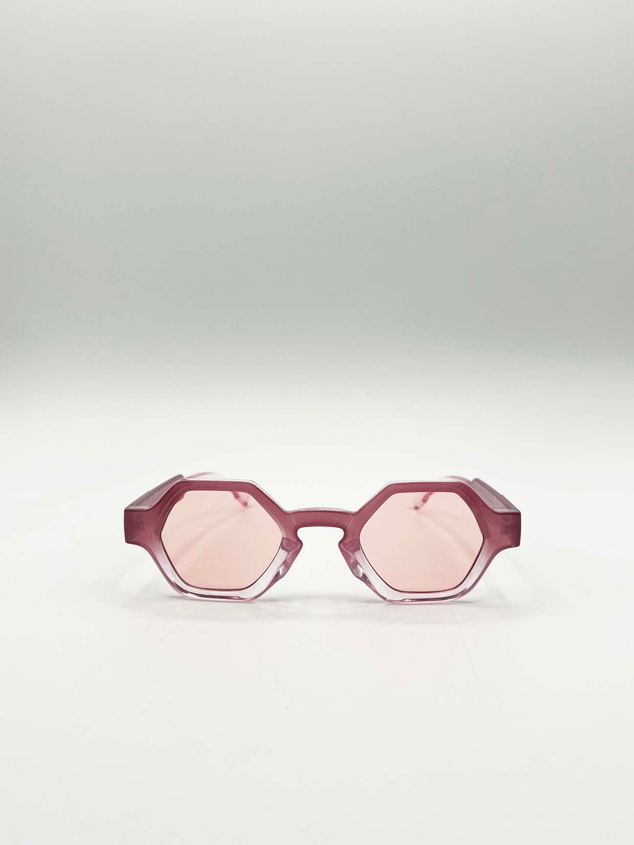 Round Hexagon Sunglasses in Pink