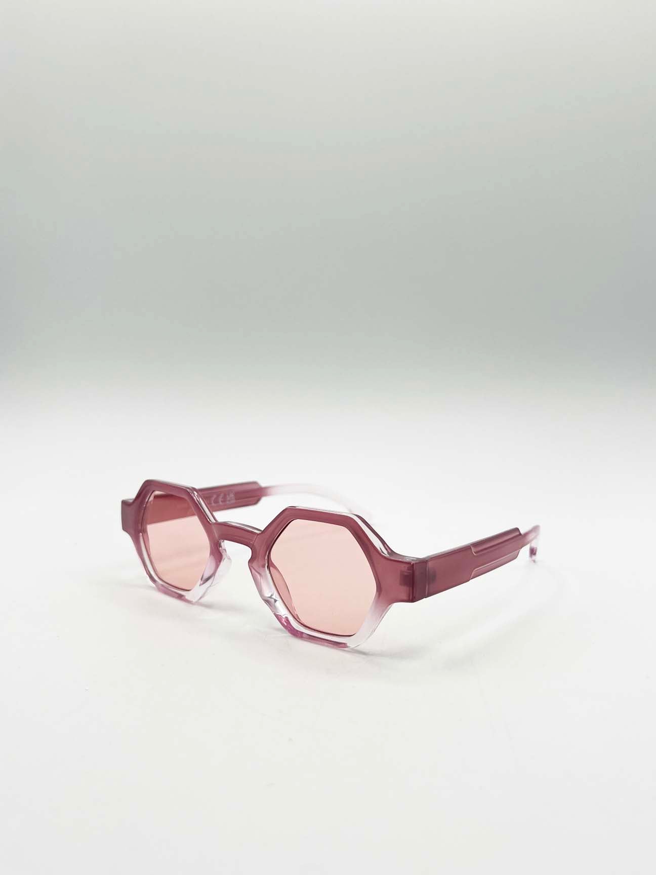 Round Hexagon Sunglasses in Pink