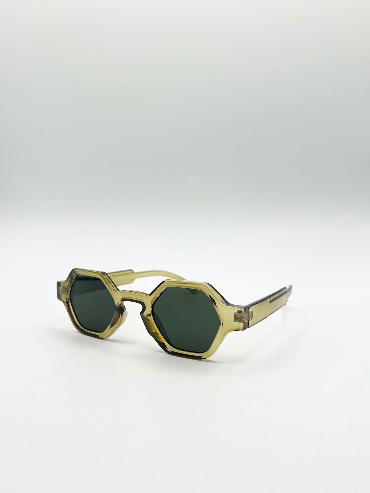 Round Hexagon Sunglasses in Sage Green