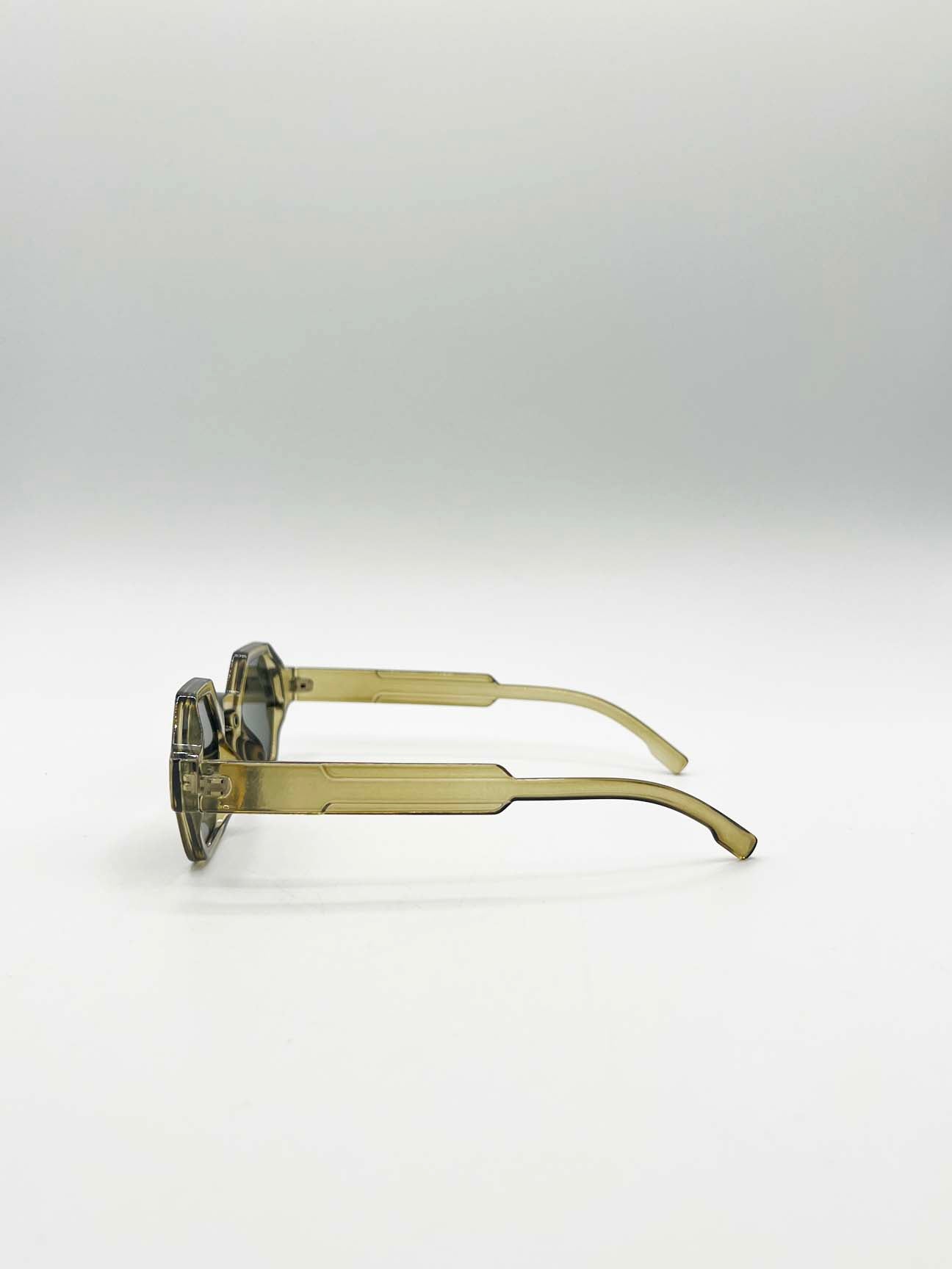 Round Hexagon Sunglasses in Sage Green