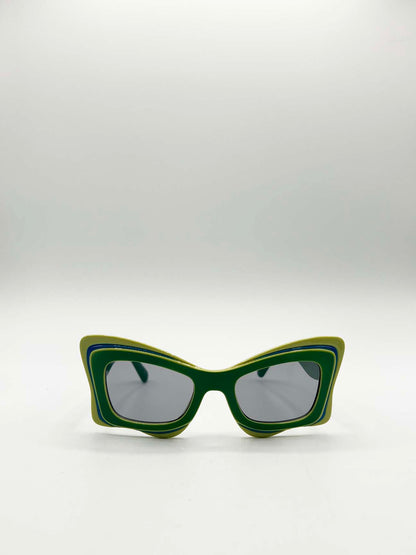 Bold Butterfly Cat-Eye Sunglasses Green Lime