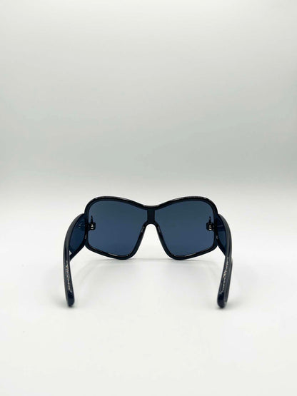 Square Oversized Mask Sunglasses in Black