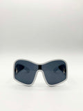 Square Shape_Oversized Mask Sunglasses in White Black