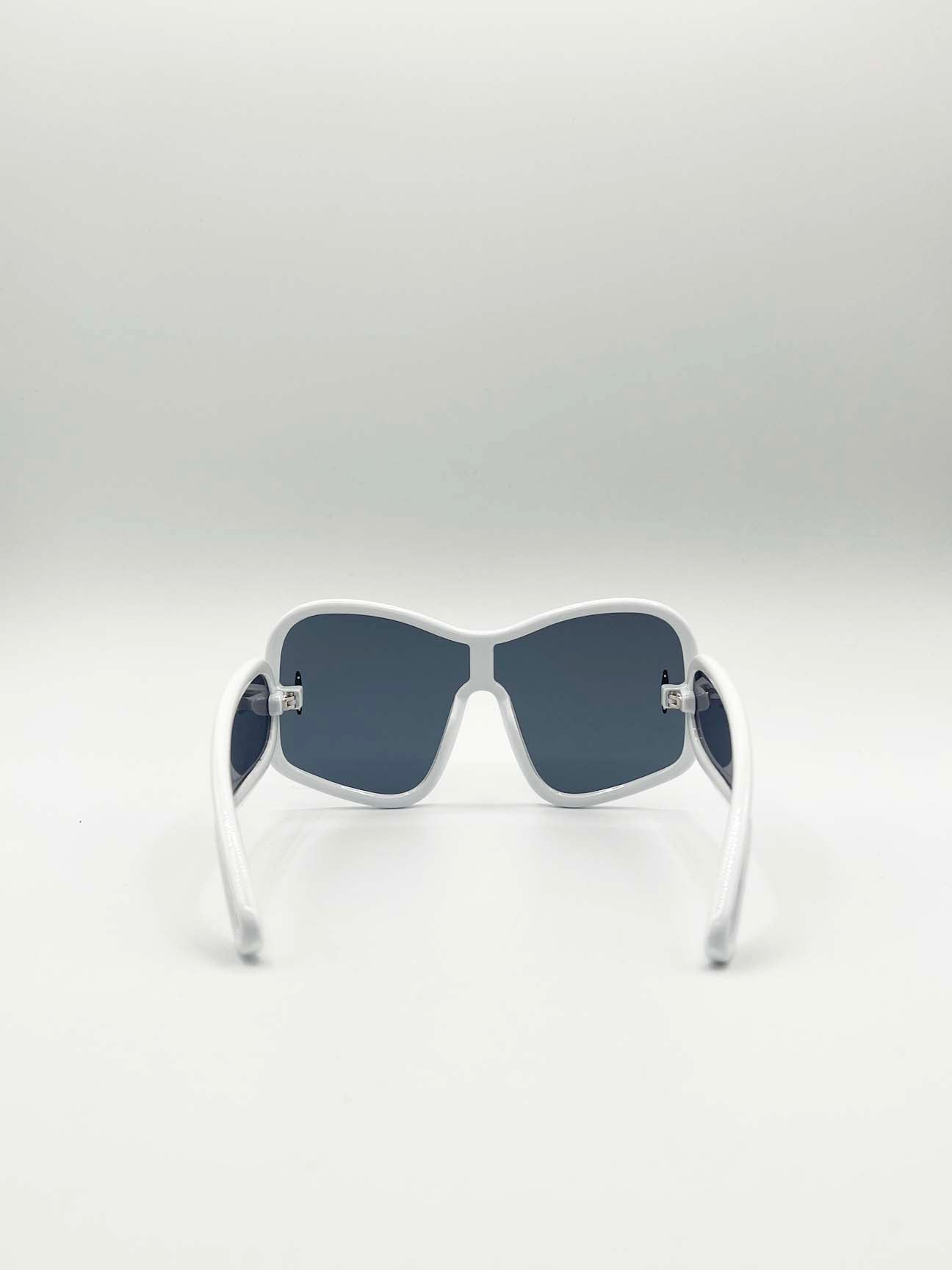 Square Oversized Mask Sunglasses in White Black