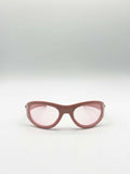 Wrap Around Racer Bow Sunglasses in Pink