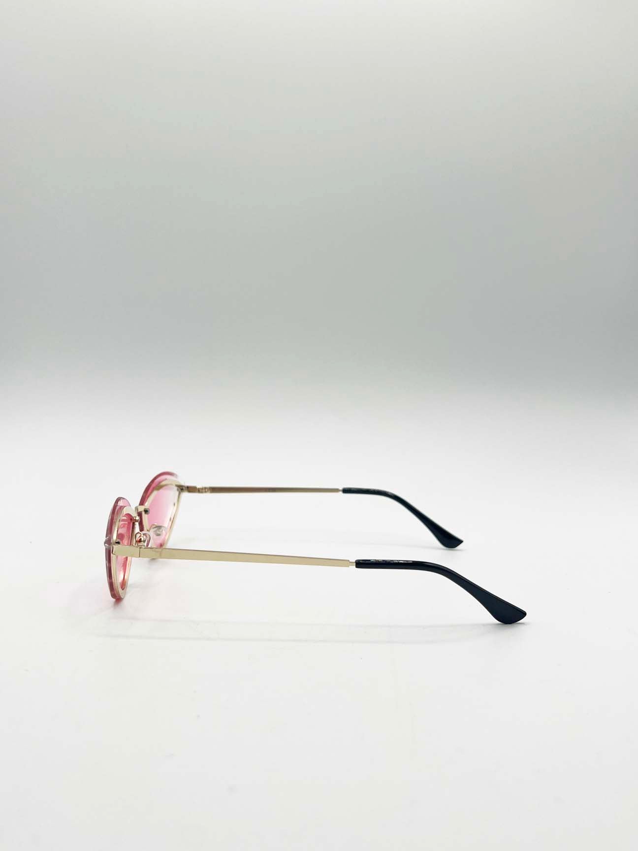 Diamante Cat-Eye Sunglasses in Pink