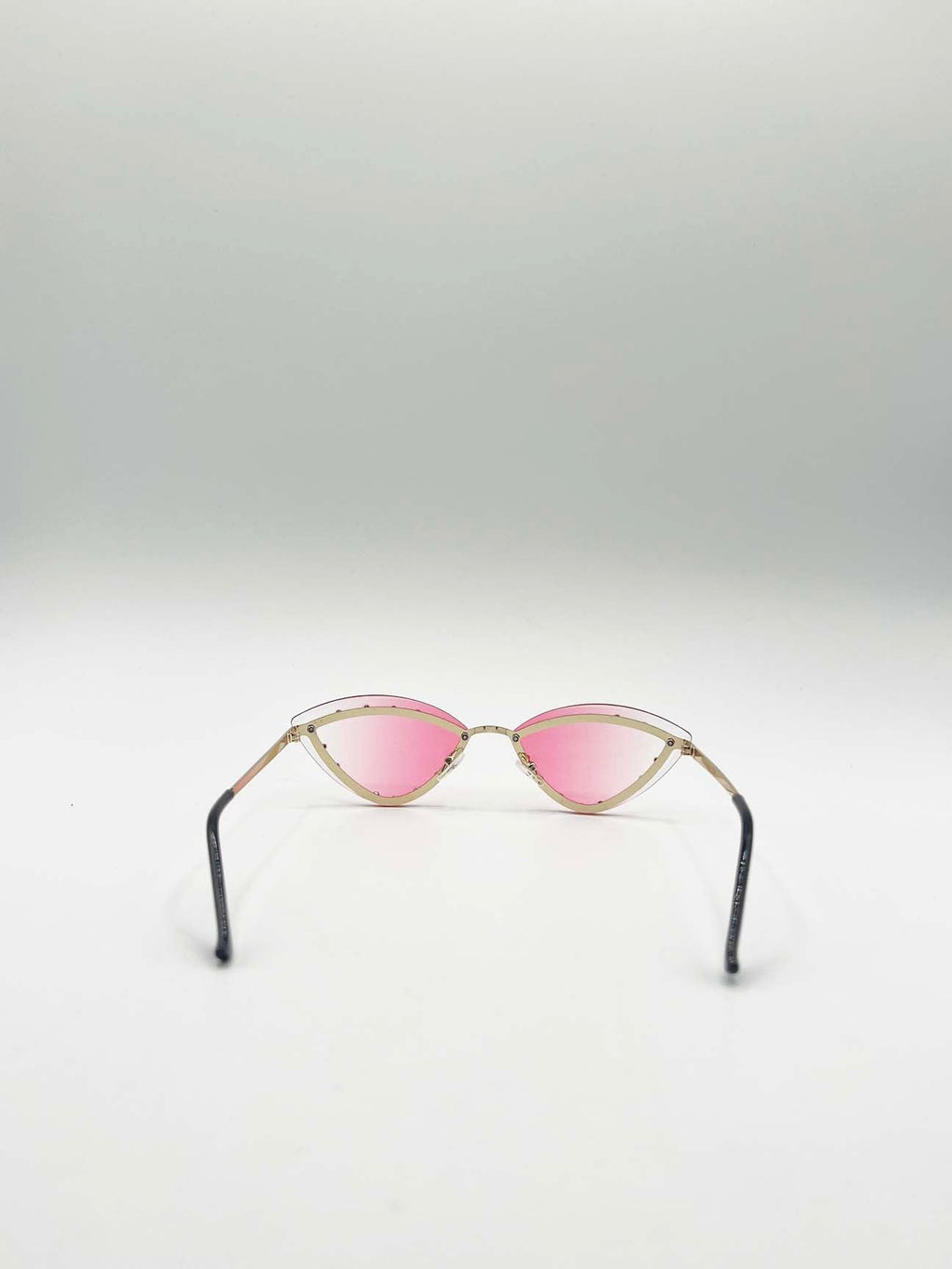 Diamante Cat-Eye Sunglasses in Pink