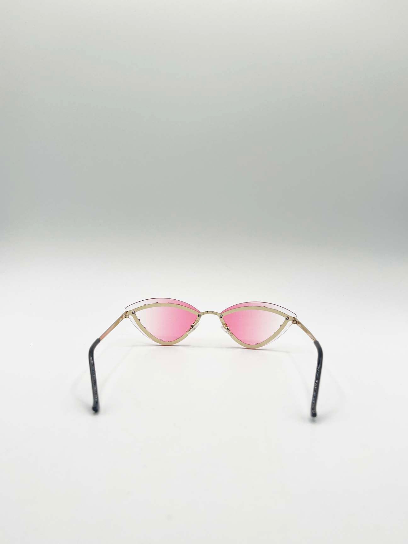 Diamante Cat-Eye Sunglasses in Pink