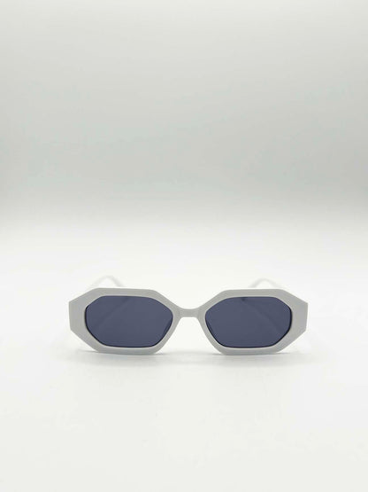 Oval Geomentric Sunglasses in White