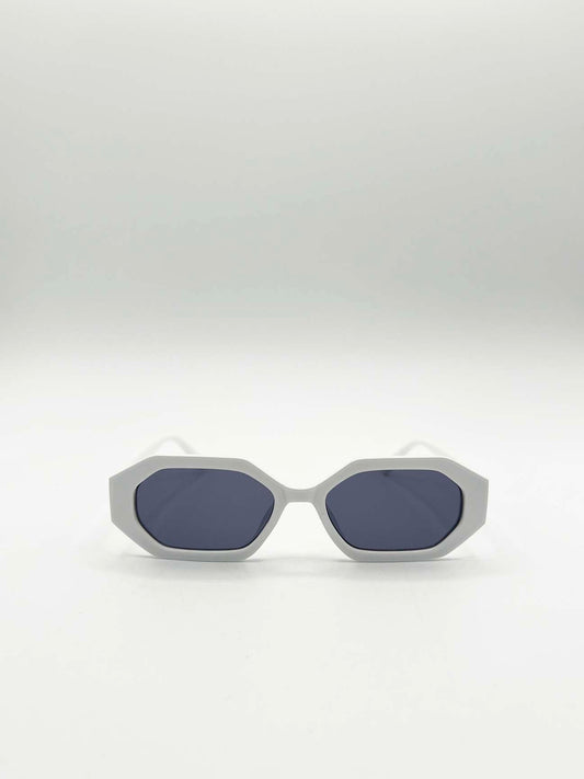 Oval Geomentric Sunglasses in White