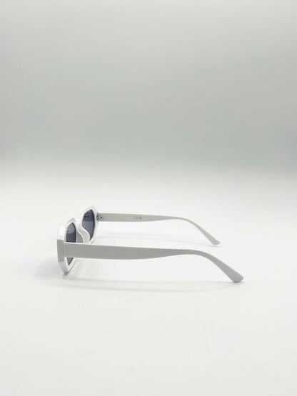 Oval Geomentric Sunglasses in White