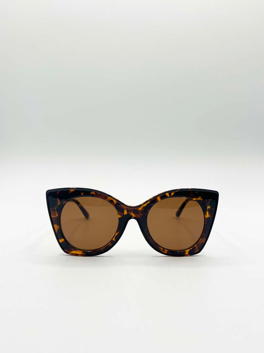 Oversized Round Cat-Eye Sunglasses in Tortoiseshell