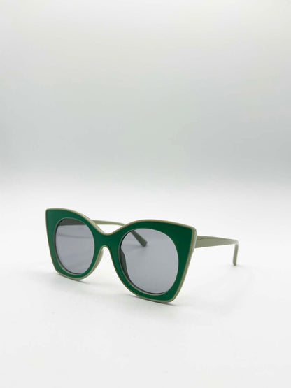 Oversized Round Cat-Eye Sunglasses in Green