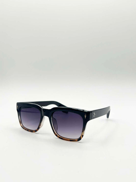 Square Sunglasses in Black Leopard