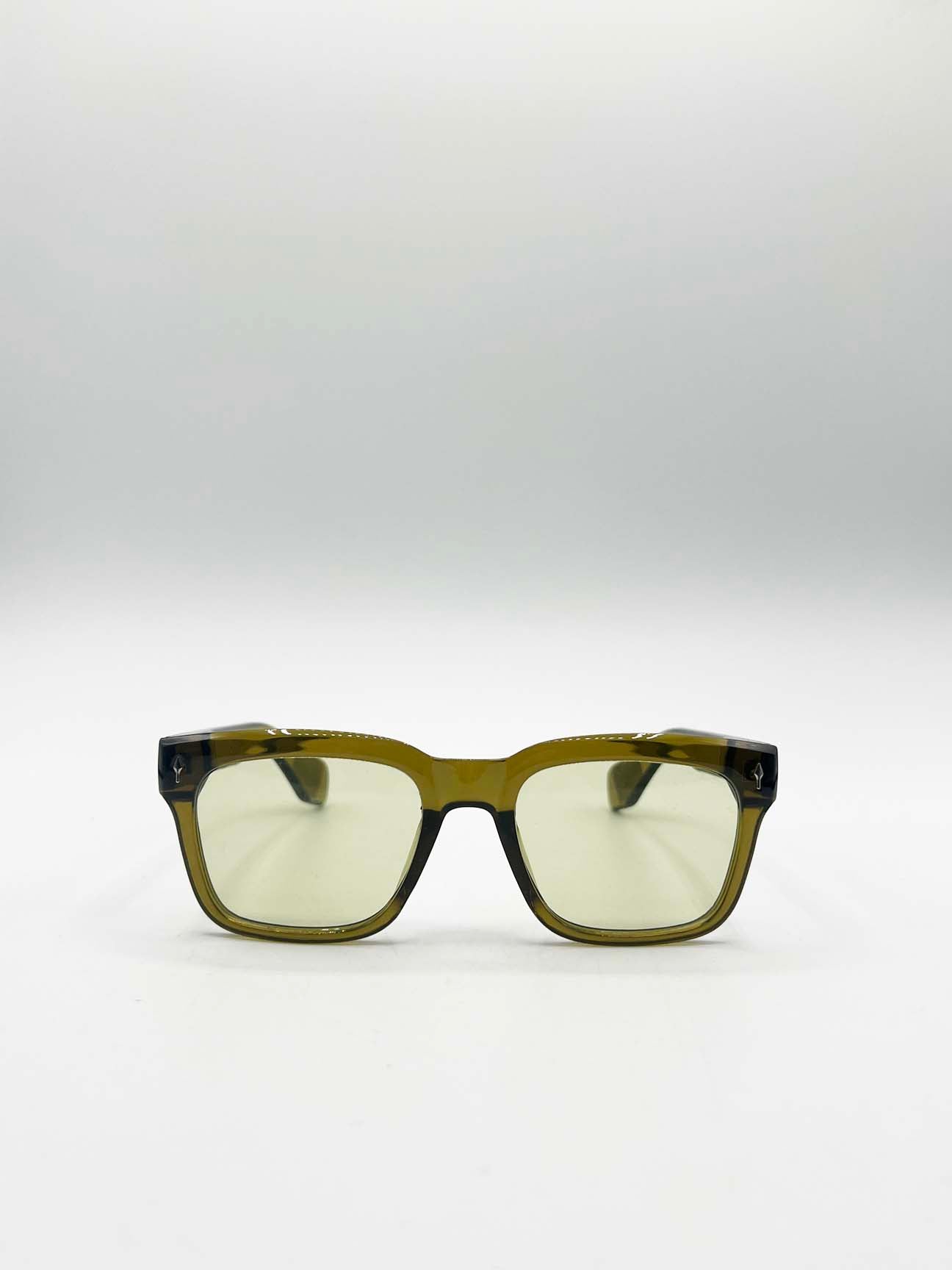 Square Wayfarer Sunglasses in Green