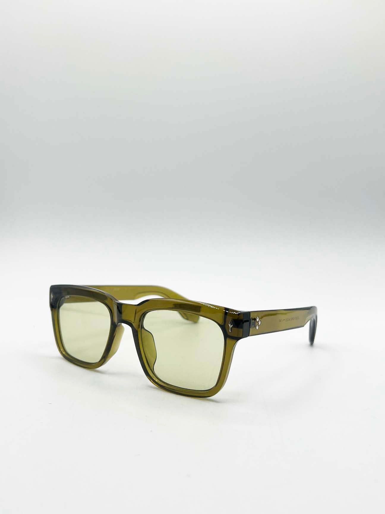 Square Wayfarer Sunglasses in Green