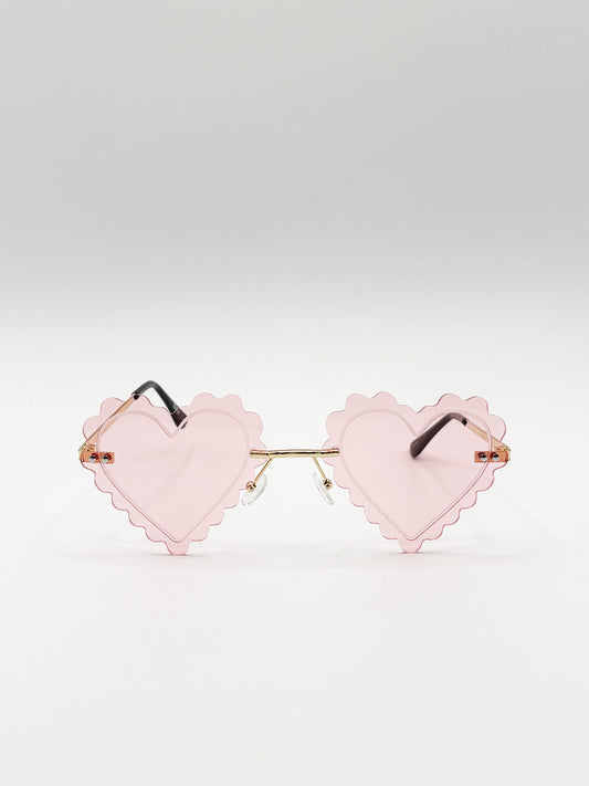 Scallop Heart Sunglasses in Pink