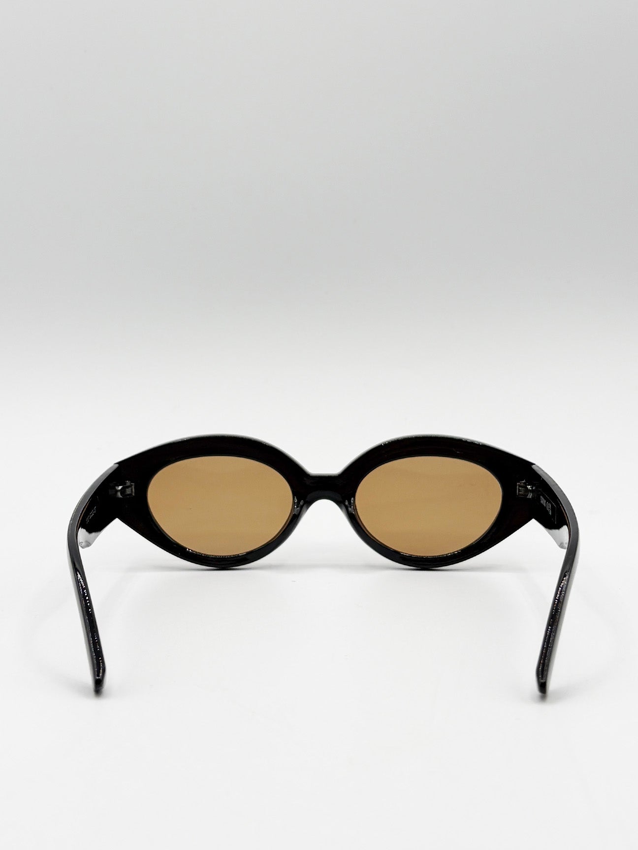 Retro Small Oval Sunglasses Black Brown