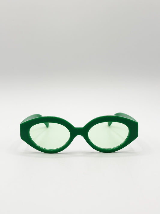 Retro Small Oval Sunglasses Green