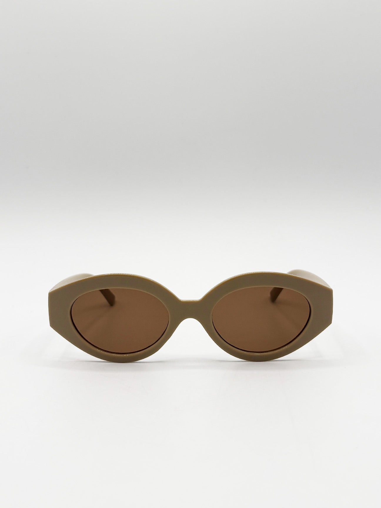 Retro Small Oval Sunglasses Beige