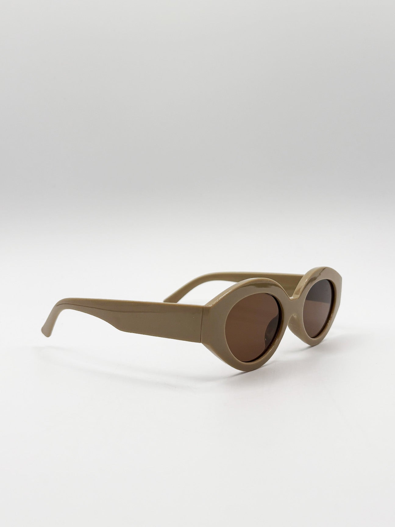 Retro Small Oval Sunglasses Beige
