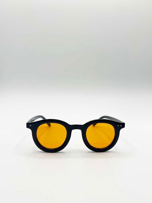 Bold Rounded Sunglasses in Black Orange