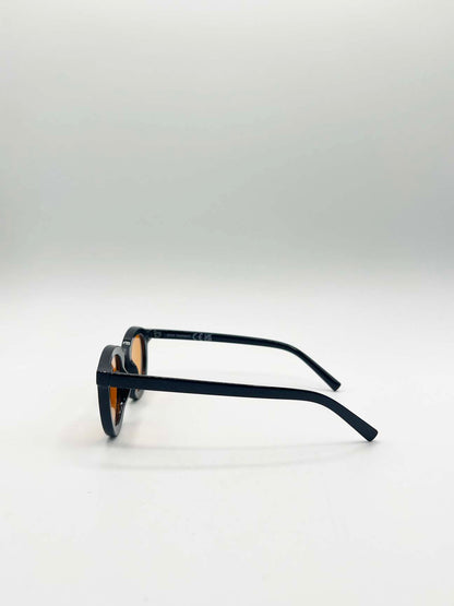 Bold Rounded Sunglasses in Black Orange