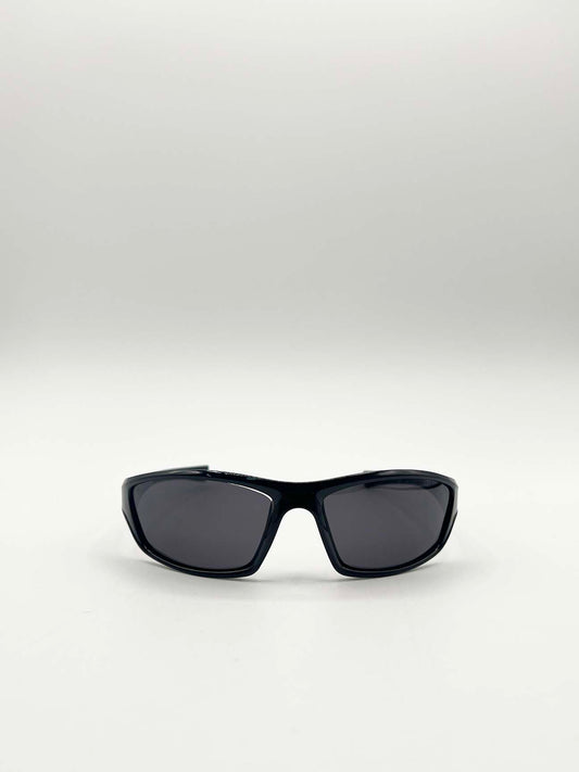 Thin Racer Sunglasses in Black Silver