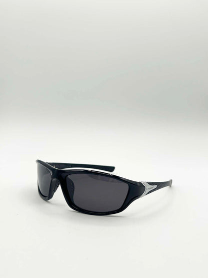 Thin Racer Sunglasses in Black Silver