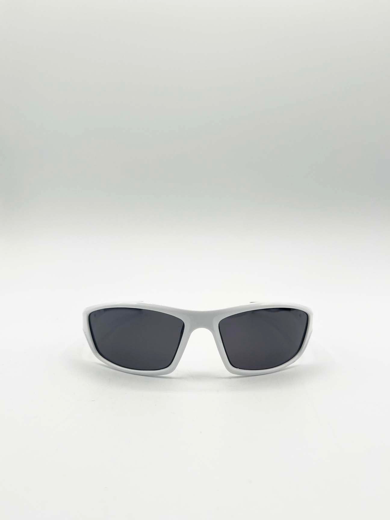 Thin Racer Sunglasses in White Black