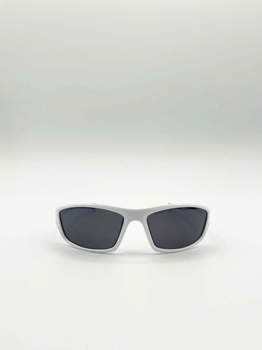 Thin Racer Sunglasses in White Black