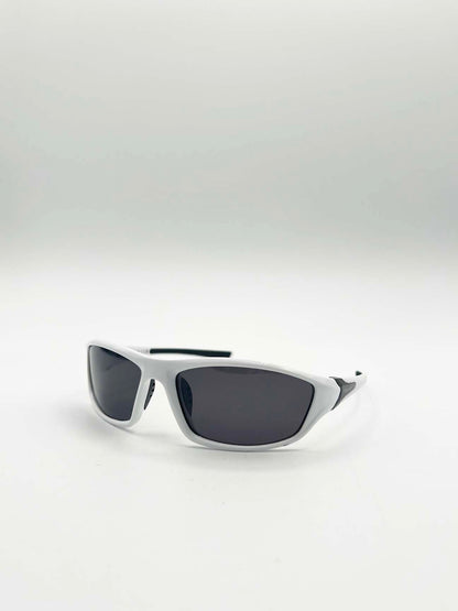 Thin Racer Sunglasses in White Black