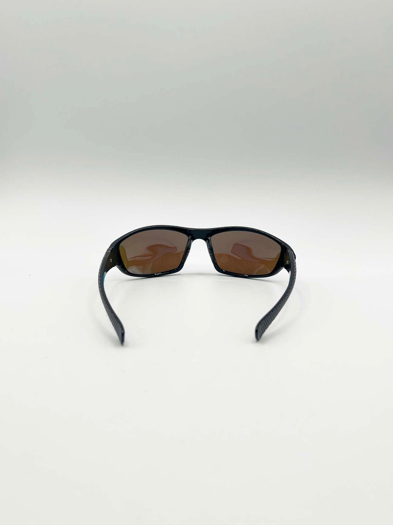 Thin Racer Sunglasses in Black Blue Lense