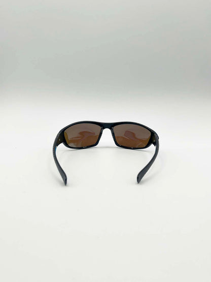 Thin Racer Sunglasses in Black Blue Lense