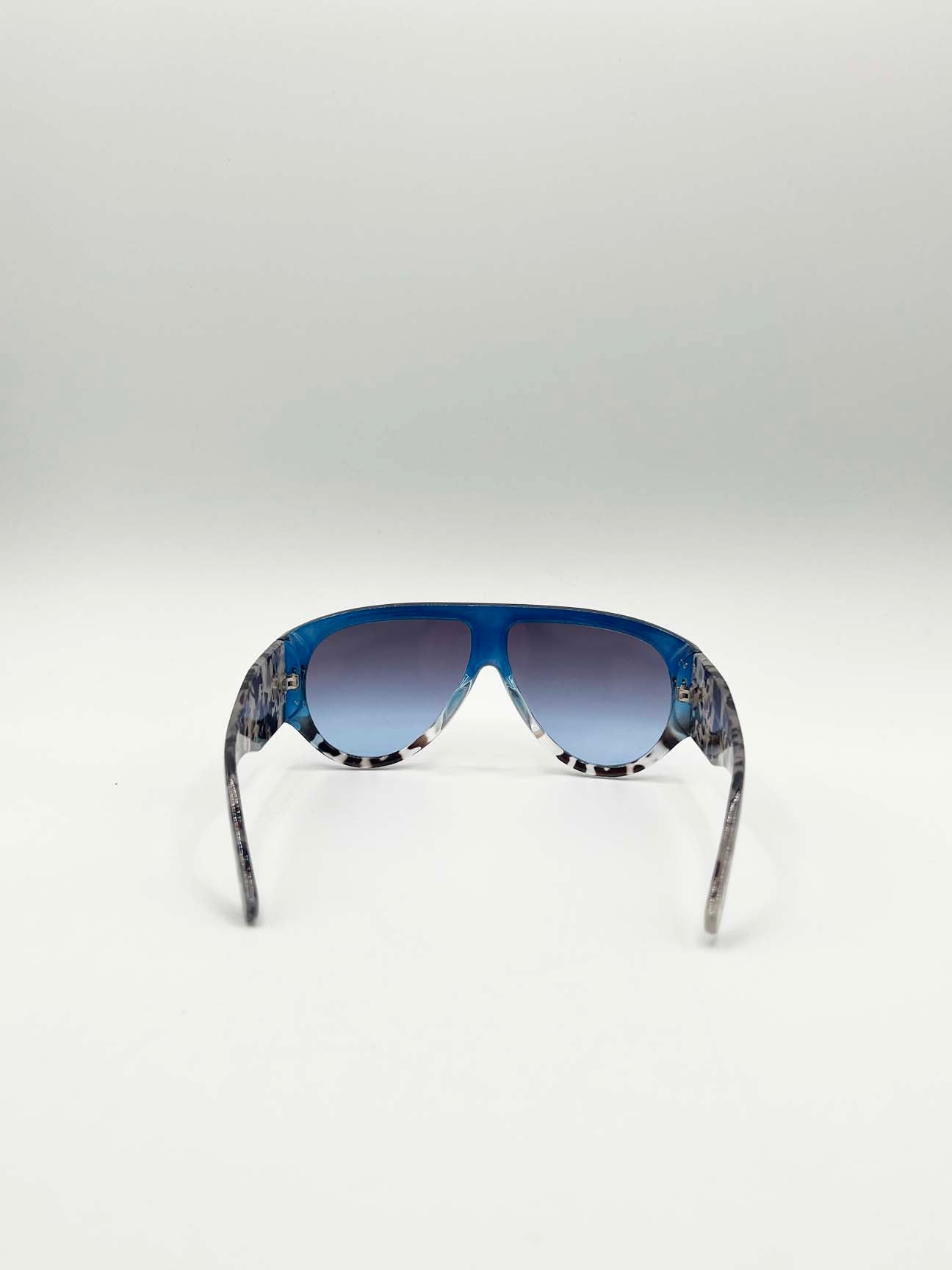 Oversized Rounded Sunglasses Blue Brown