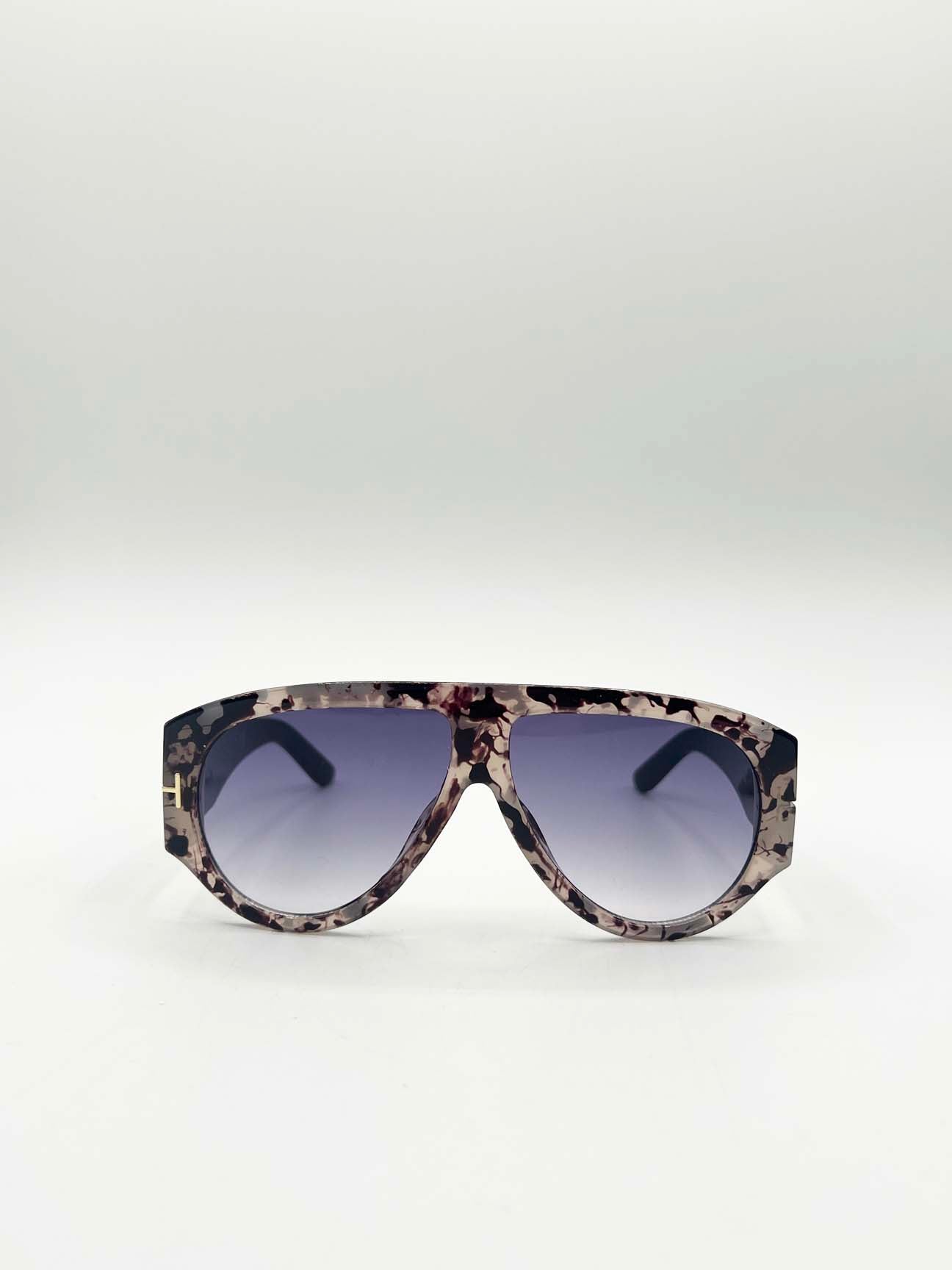 Oversized Rounded Sunglasses Brown Black