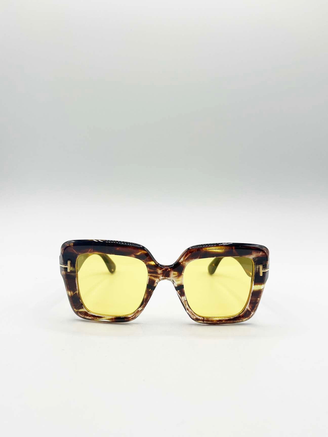 Bold Square Sunglasses in Leopard Yellow