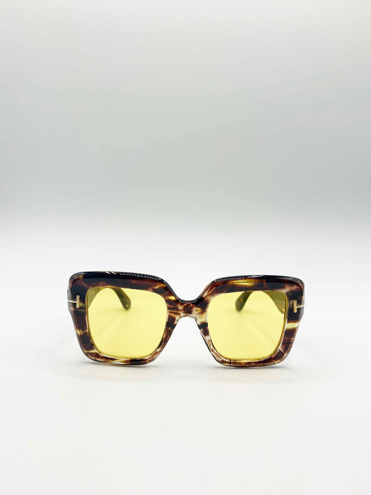 Bold Square Sunglasses in Leopard Yellow