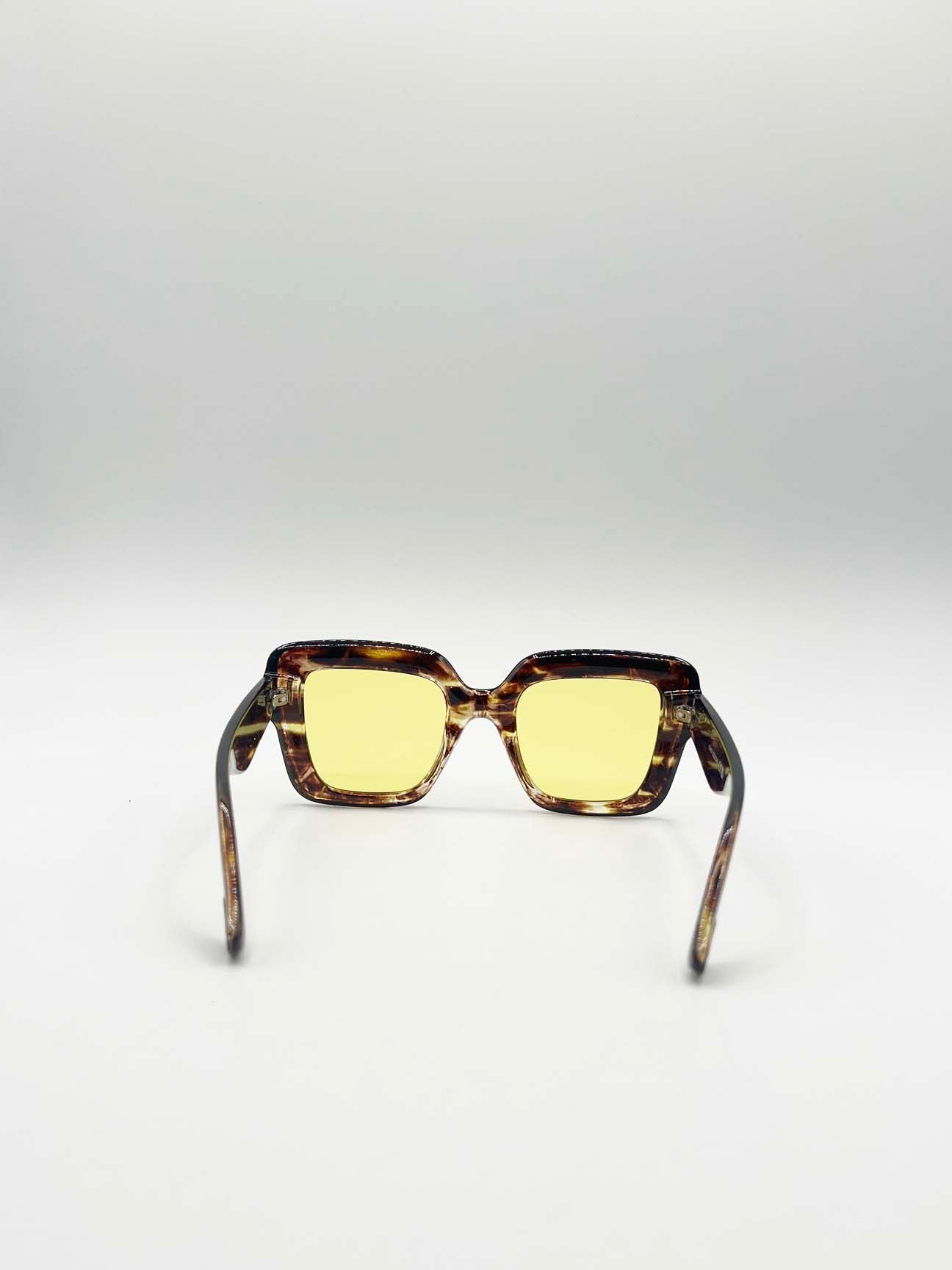 Bold Square Sunglasses in Leopard Yellow