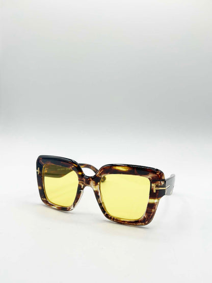 Bold Square Sunglasses in Leopard Yellow