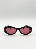 Retro Polygonal Cat-Eye Sunglasses in Red