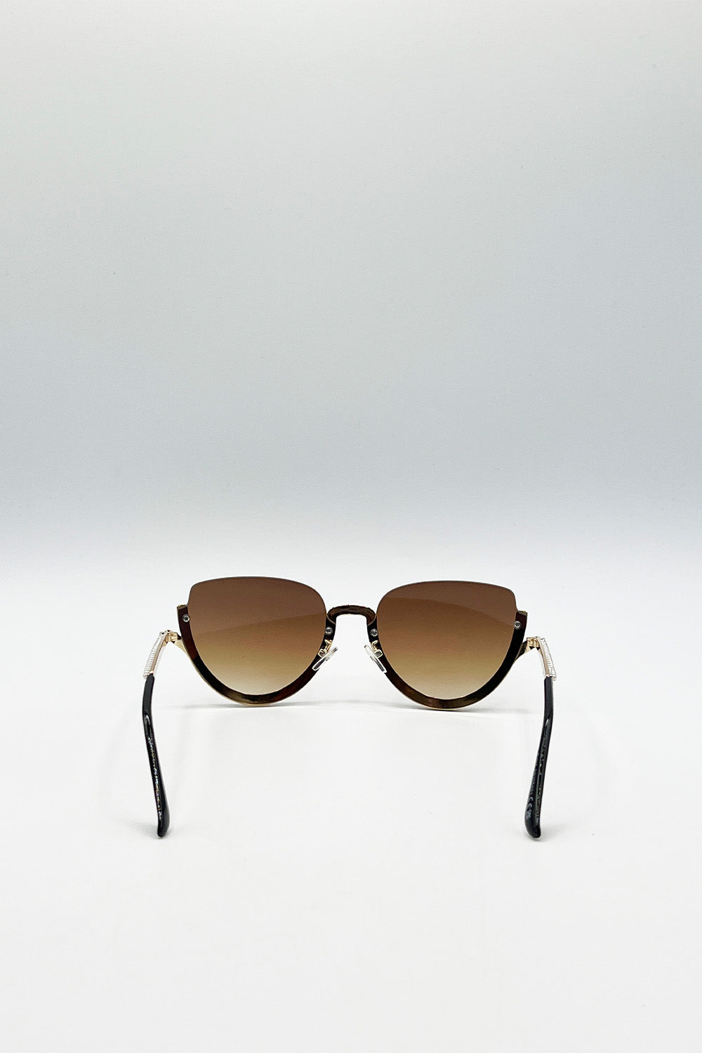Upper Rimless Pearl Sunglasses in Gold Brown