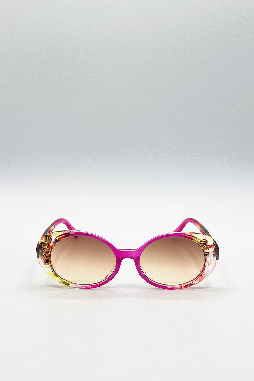 Floral Pink Oval Sunglasses