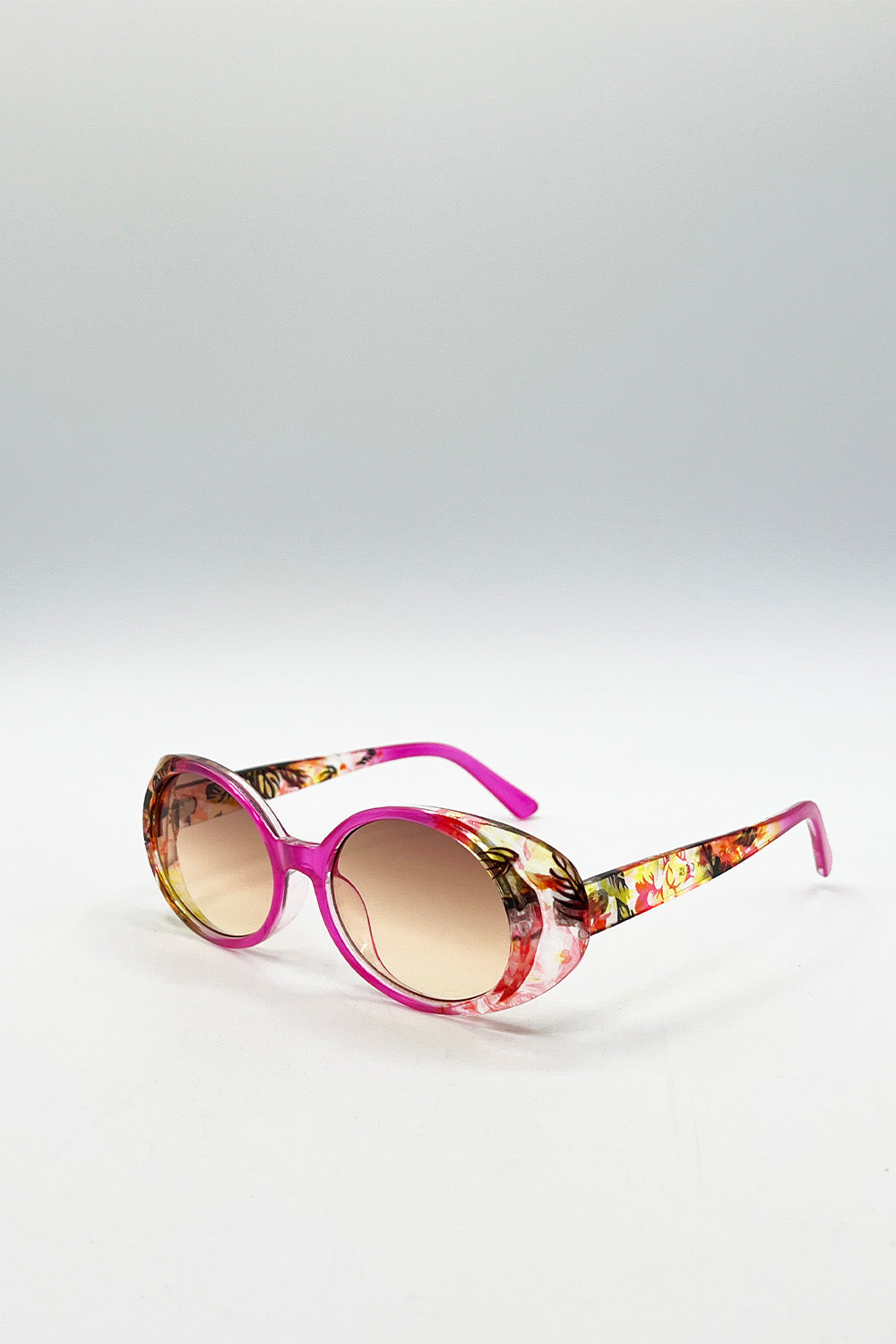 Floral Pink Oval Sunglasses