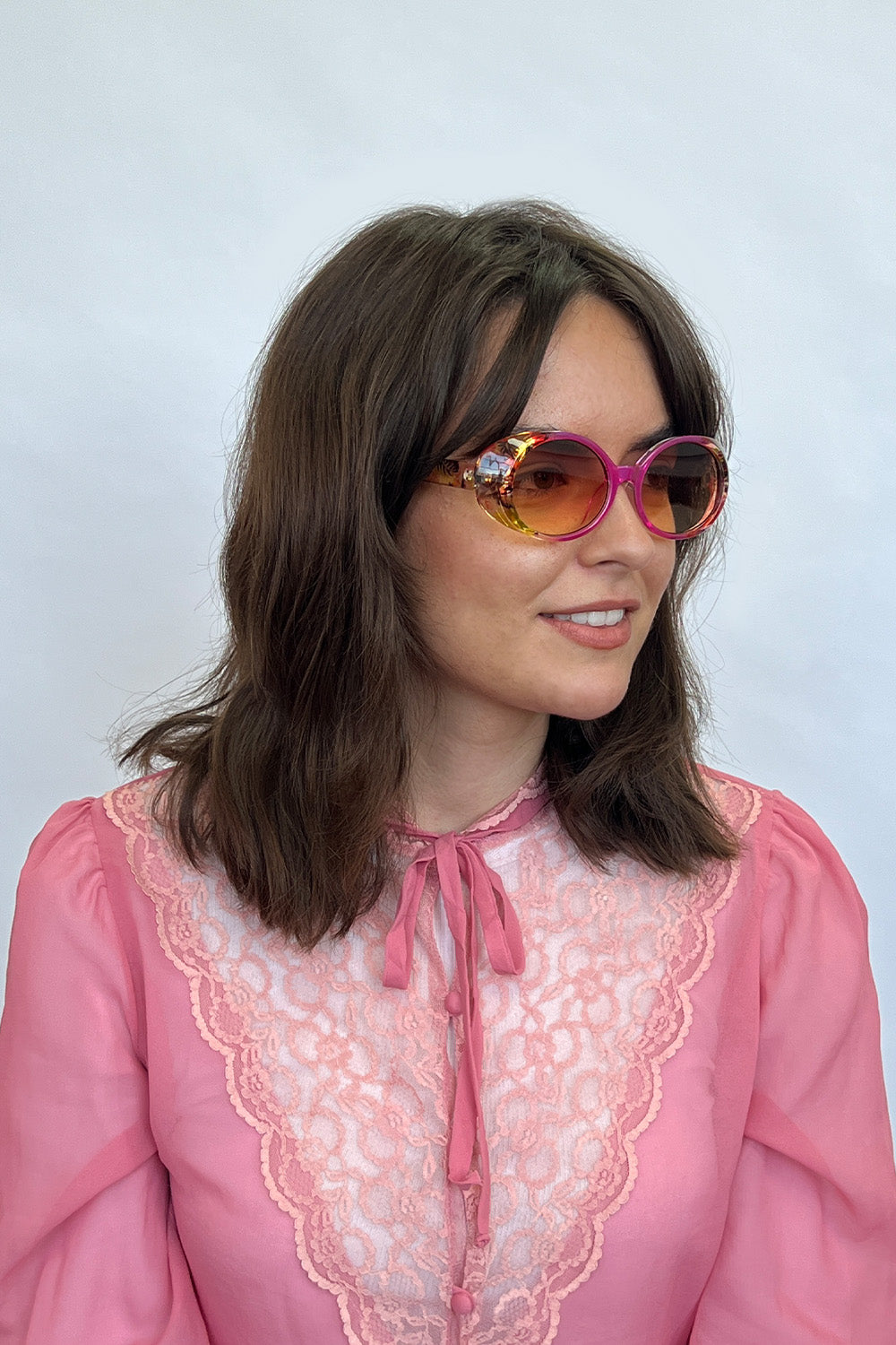 Floral Pink Oval Sunglasses