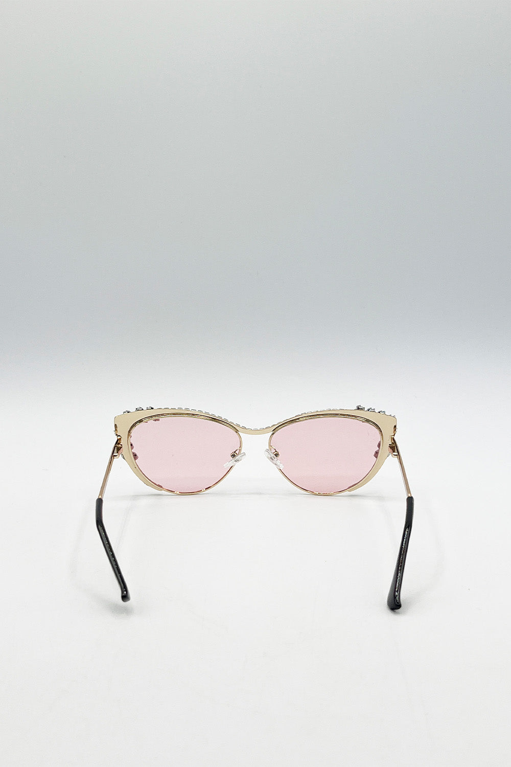 Cat-Eye Diamante Sunglasses in Pink