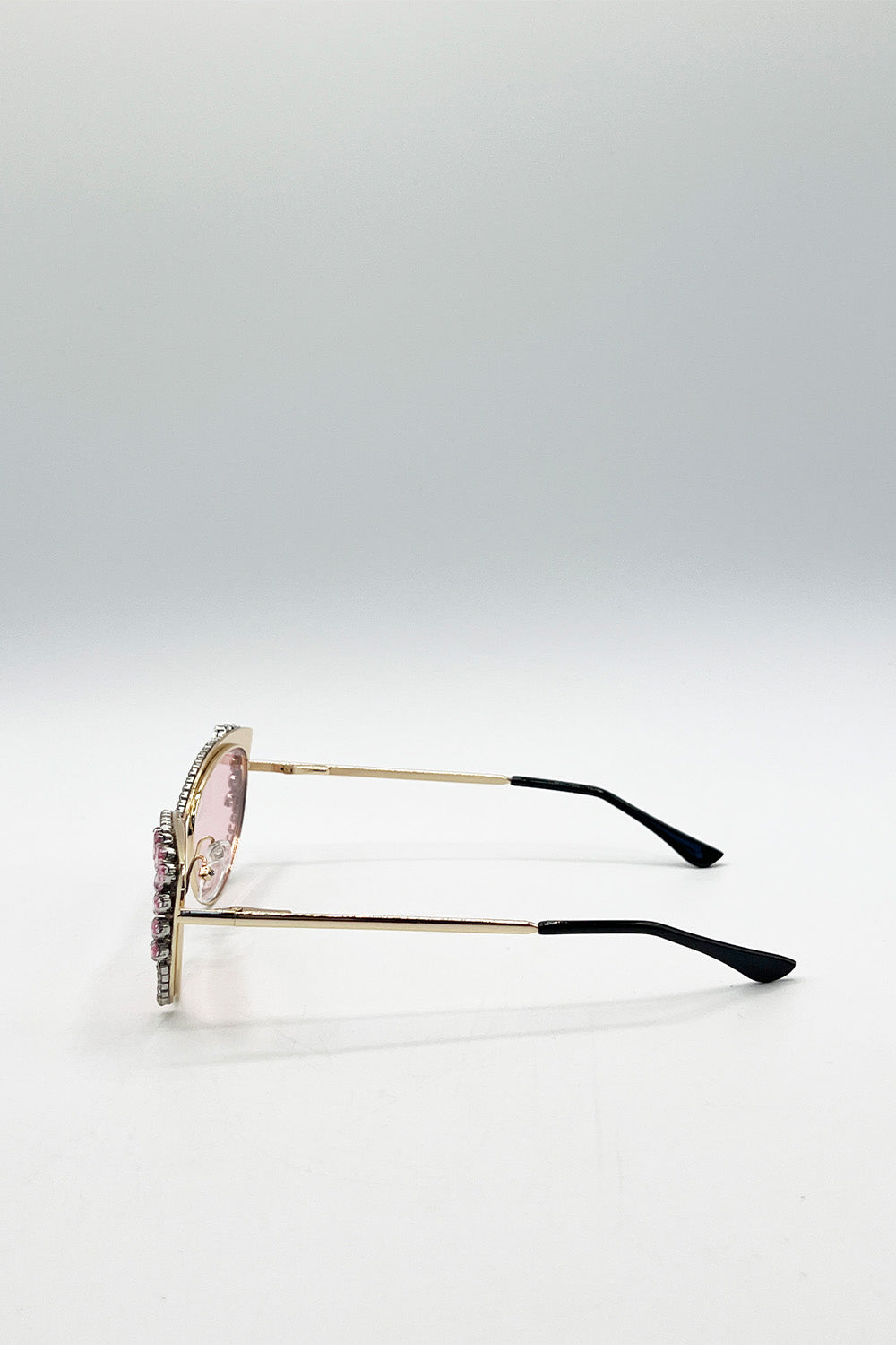Cat-Eye Diamante Sunglasses in Pink