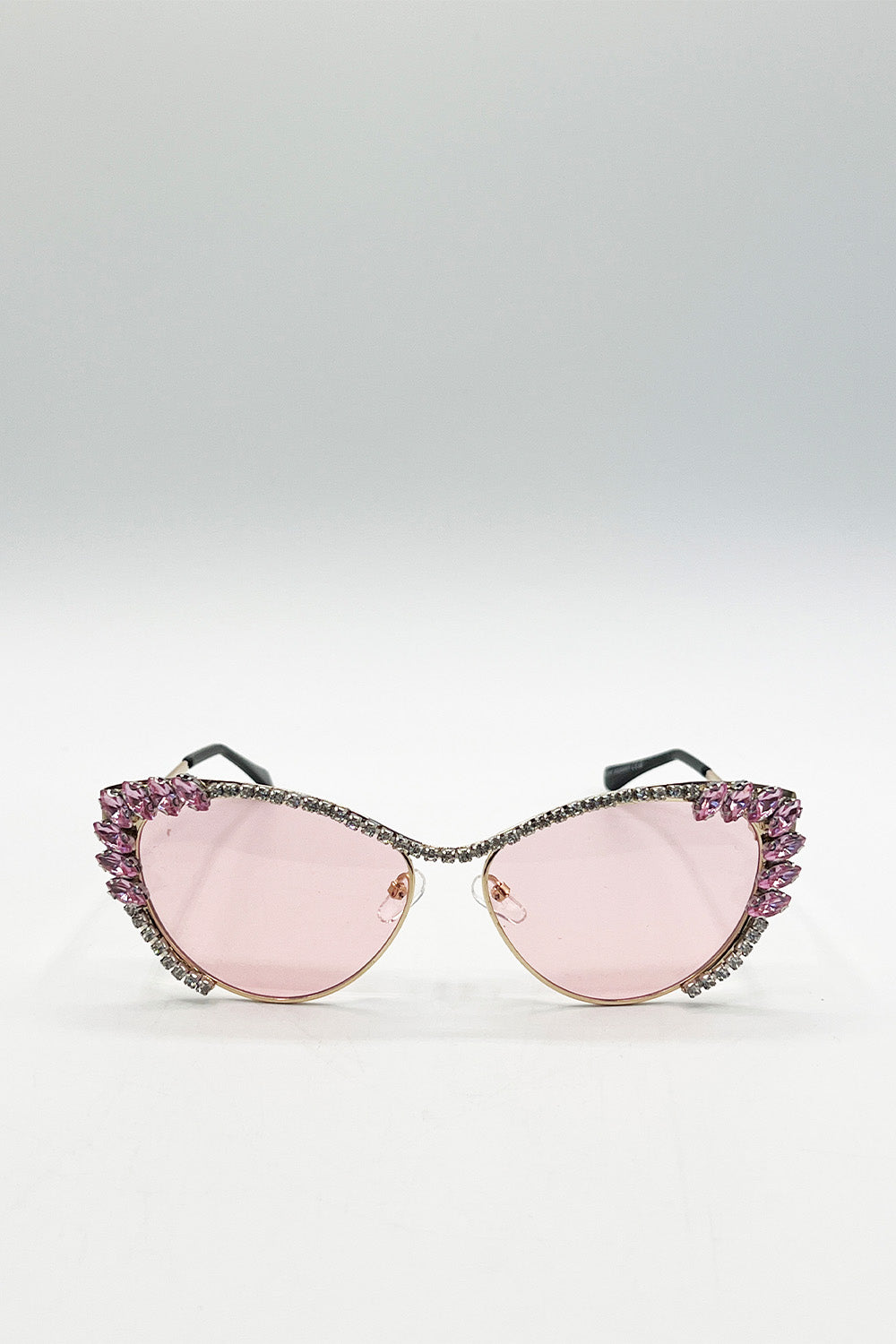 Cat-Eye Diamante Sunglasses in Pink