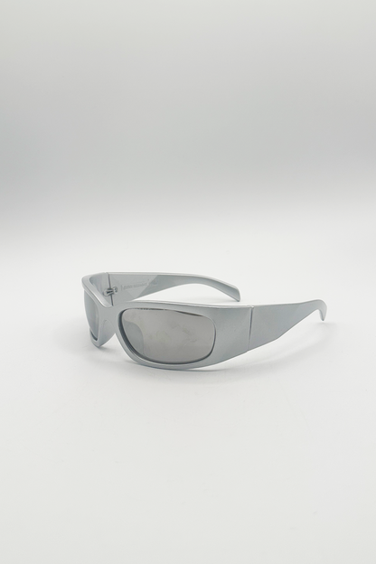 Silver Racer Wrap Sunglasses